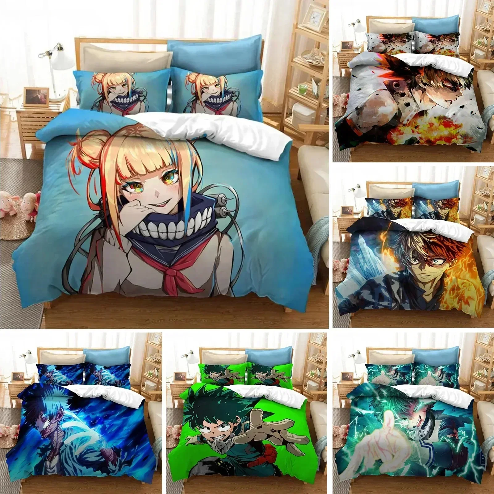 Anime My Hero Academia Bedding Set Duvet Cover Sheet Printed Bed Set Pillowcase Bed Full Queen King Size Comforter Bedroom
