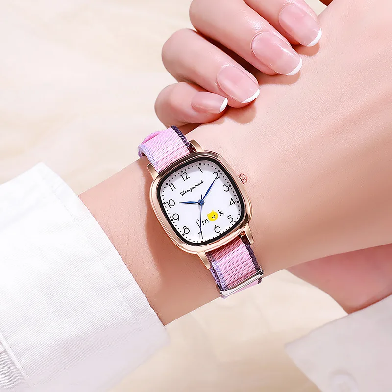 New Fashion Luxury Children Cartoon Watch Woman Canvas Strap Fabric Watch For Ladies Quartz Watches Reloj Mujer Kids Girls Clock