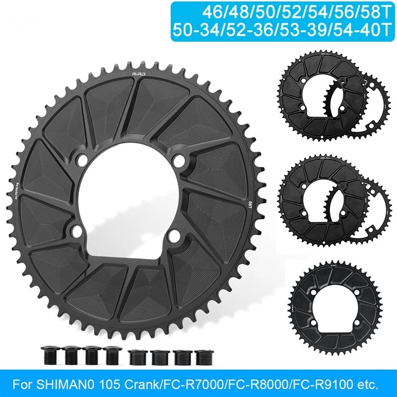 

110BCD Road Bike Chainring, Compatible with SHIMANO R7000 R8000 R9100, Multiple Sizes 50-34T/52-36T/53-39T/50-40T Chainwheel