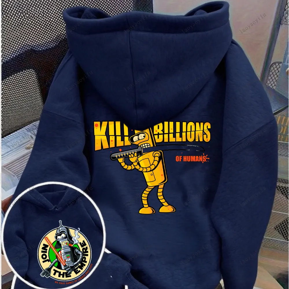 Futurama Hoodie Funny Robots Men Hoodie Cartoon Pullover Street Fashion Streetwear Casual Winter Style Long Sleeve Pullover