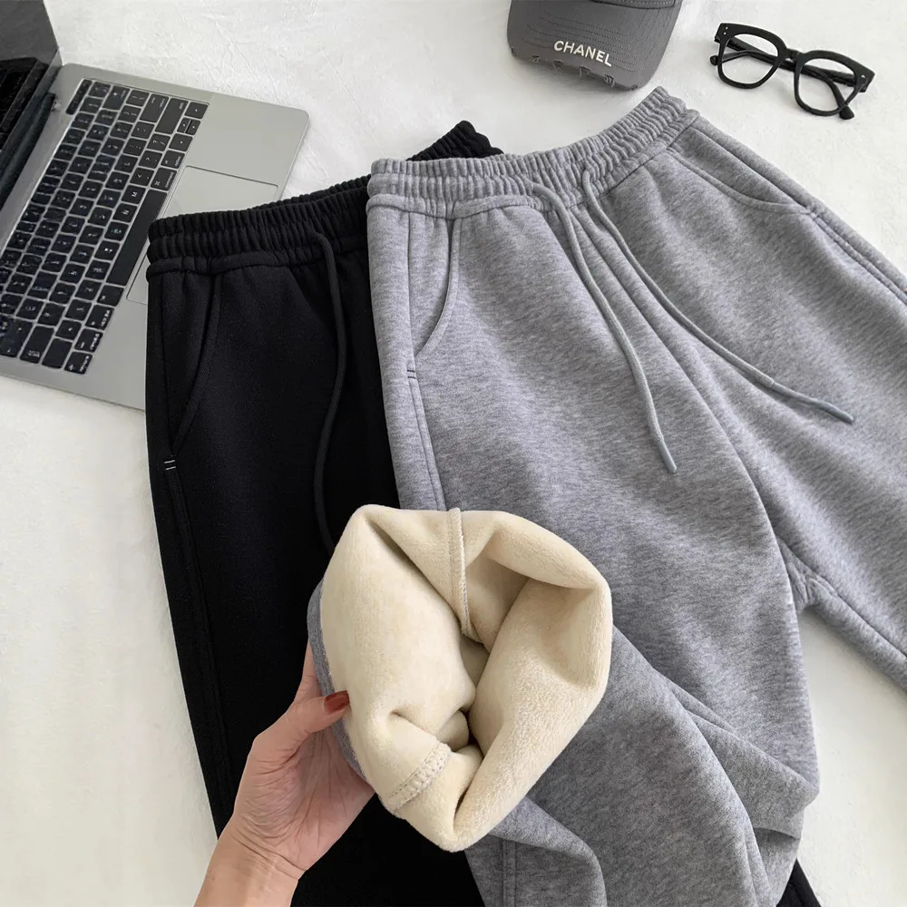 2025秋冬 裏起毛 厚手 スリム 細見え プチ ストレート ワイドレッグ レディース ドレープ シミター パンツ カジュアル スウェットパンツ
