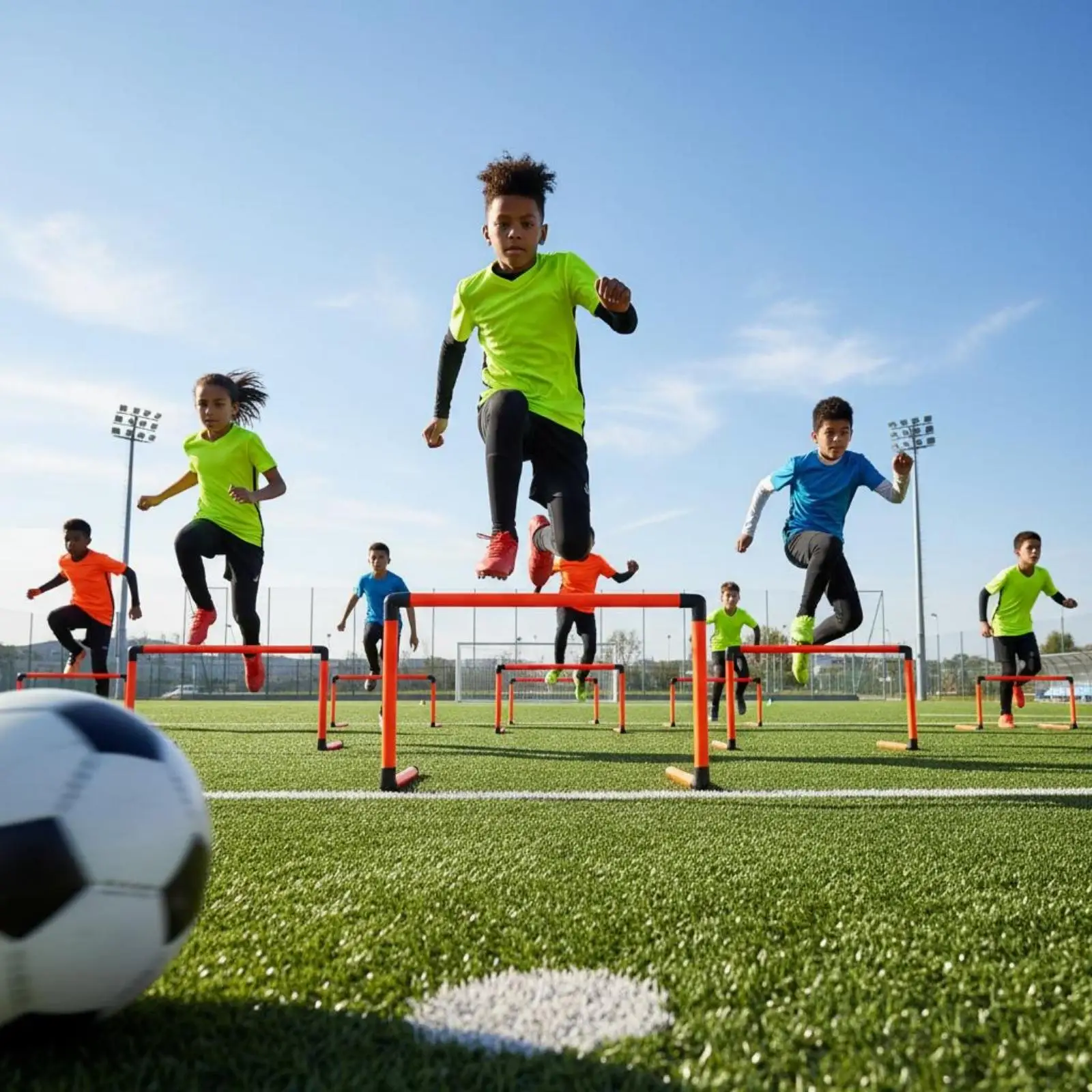 Kids Sports Training Hurdle Foldable Durable PVC Jump Fence for Football Agility Practice and Step Work