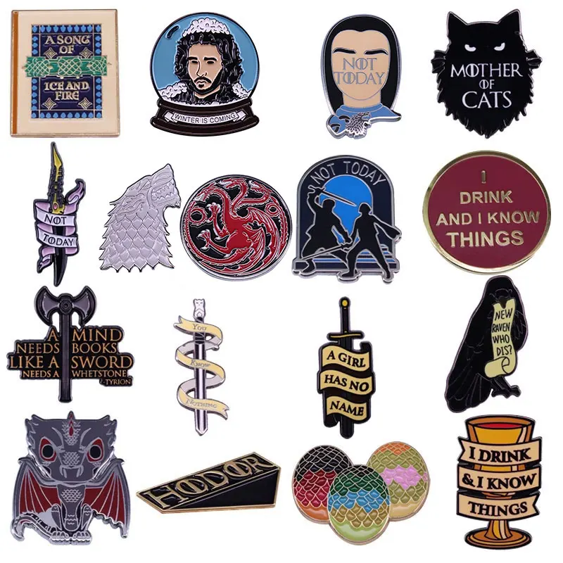 Movie Season 8 Throness House Stark Wolf Head Anime Lapel Pins Backpack Jeans Enamel Brooch Badges Fashion Jewelry Gifts