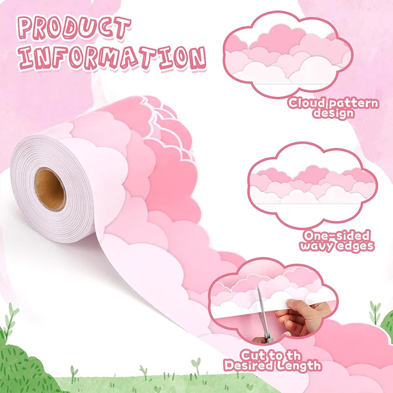 1 لفة على شكل سحابة ملصق الحدود الفصول الدراسية السبورة زينة لوحة الإعلانات تقليم السبورة الملحقات التعليمية