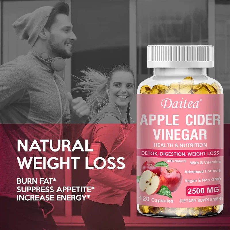 Daitea Apple Cider Vinegar Softgel Supplement Helps, Detoxify, Digest, Burn Fat, Control Appetite, Enhance Immune Support