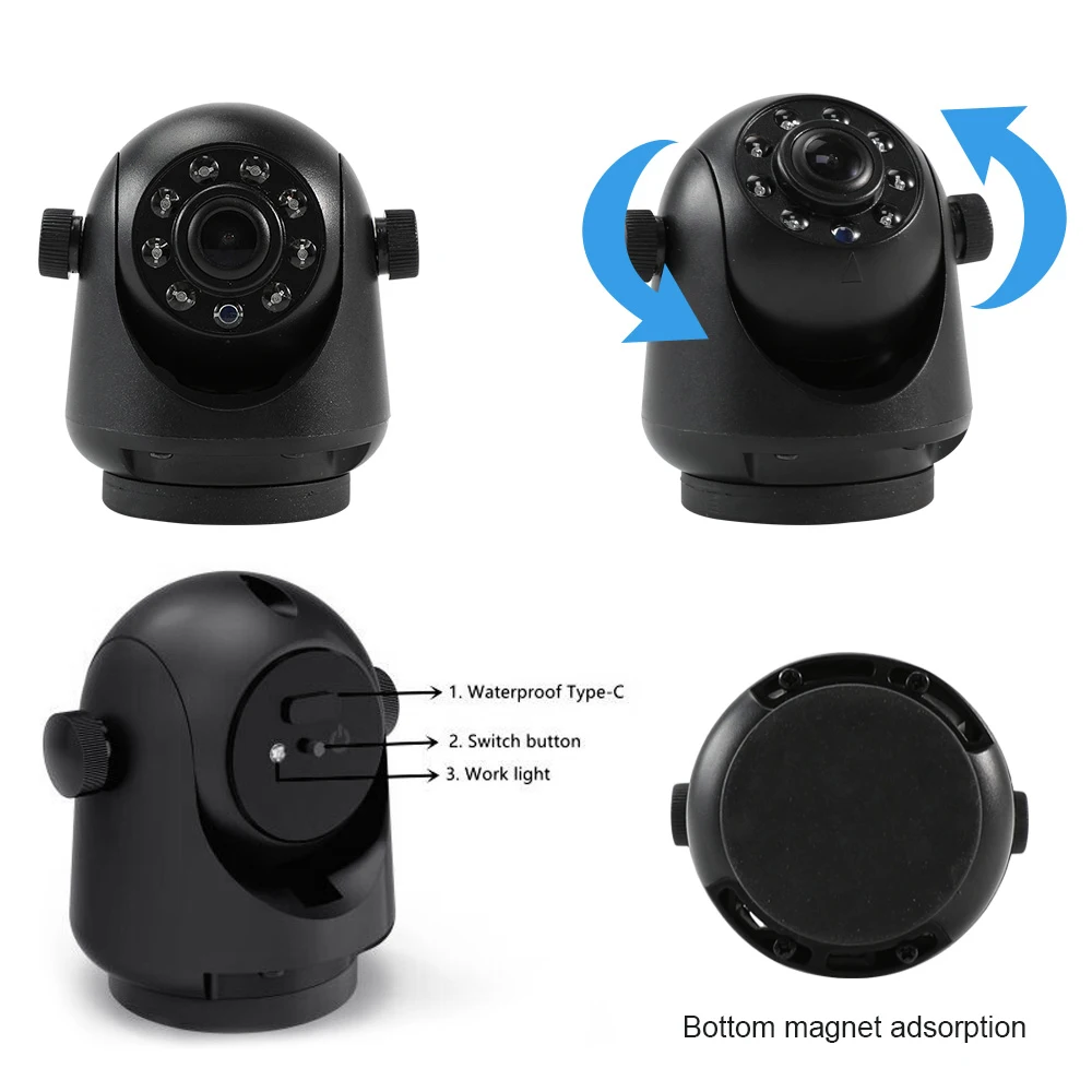 Carsanbo Trailer Truck RV Tractor 5G WiFi Magnetic Hitch Rear View Camera HD 720P 120° Wireless Backup Camera for iPhone Android