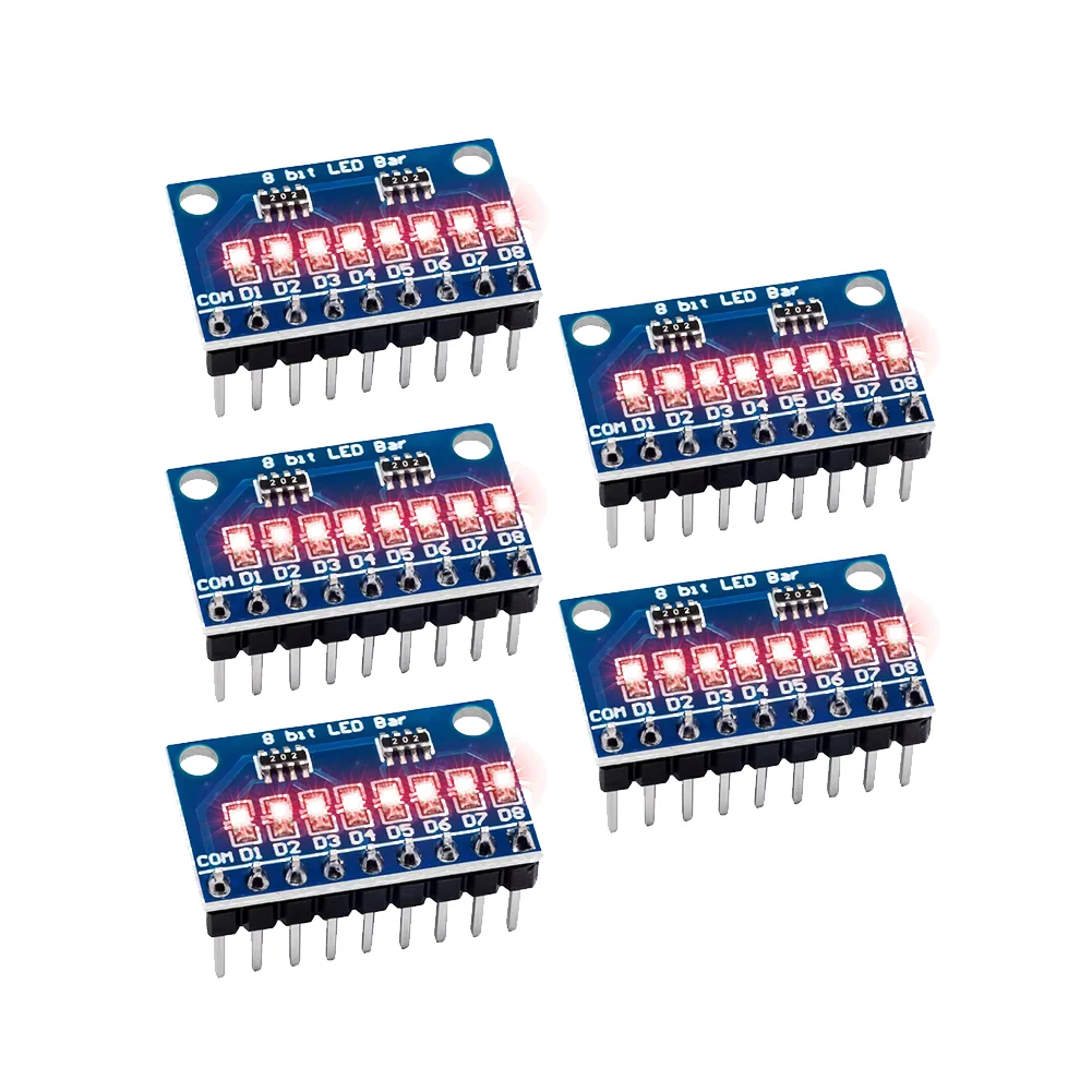 5PCS 8-Digit LED Indicator Light Module for MCU and ARM Boards Breadboard Mounting Signal Monitoring DC 3V-24V