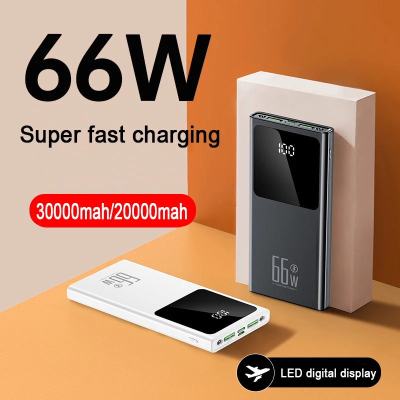 

Power bank 30000mAh Portable External Battery Charger Pack 66W Fast Charging Powerbank for iPhone 15 14 Xiaomi Samsung Huawei