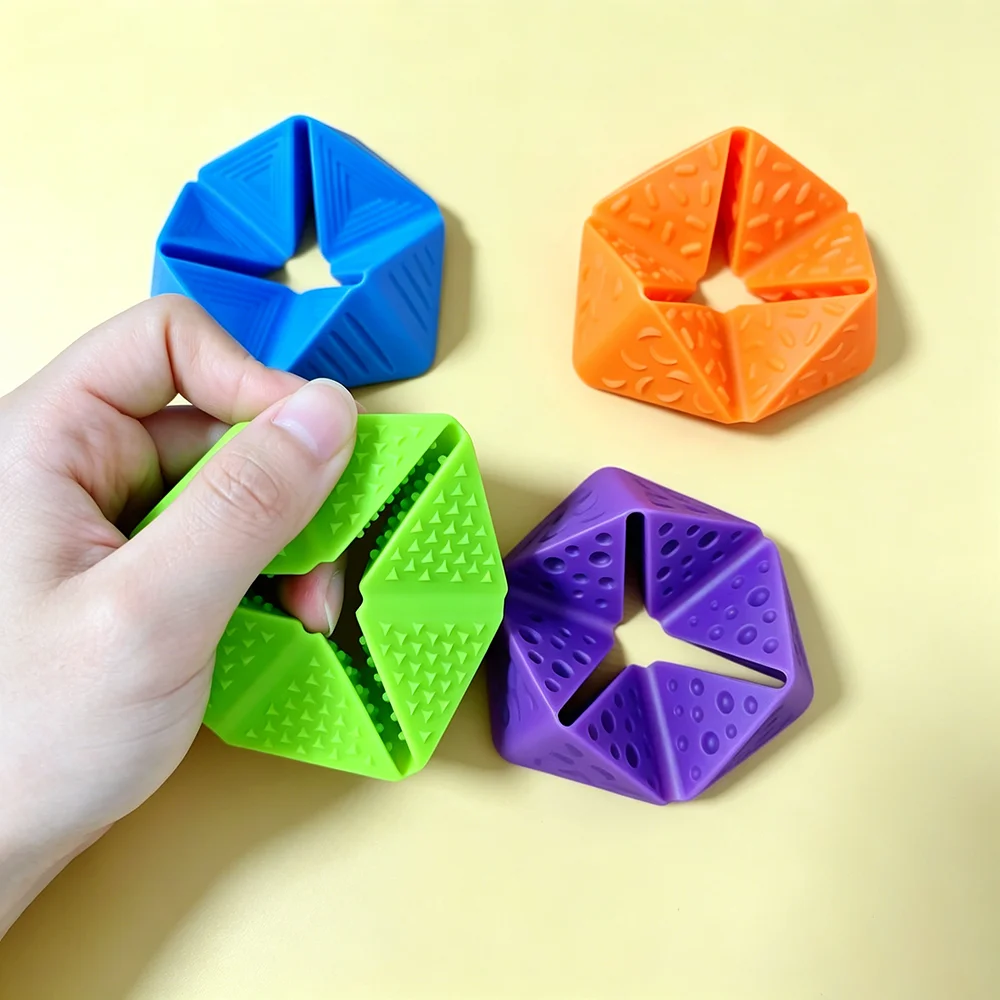 4Pcs New 2026 3D Textured Silicone Flip Cube Fidget Toy Quiet Pocket Sensory Stress Relief Clicker ADHD for Adults Office Gifts
