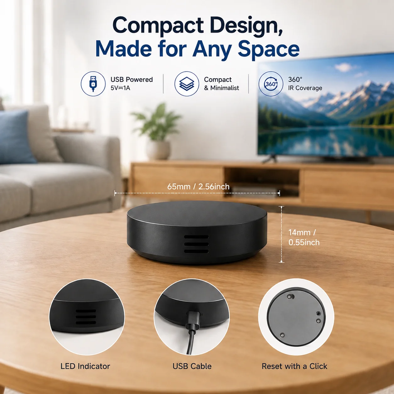 Tuya Smart IR Universalfernbedienung für Klimaanlagen und Fernseher, mit Temperatur- und Feuchtigkeitssensor, ohne Bildschirm, kompatibel mit Alexa und Google Home – Detail 2