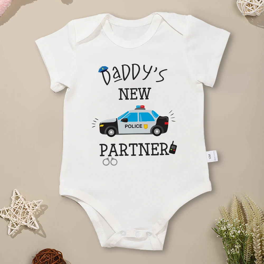 

Daddy's New Partner Fun Cute Baby Boy Clothes Bodysuit Cotton Fashion Streetwear Casual Toddler Onesie Crew Neck Short Sleeve