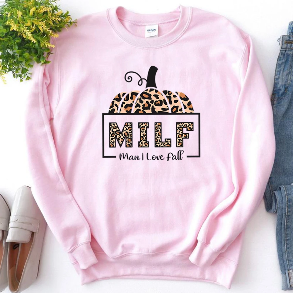 Milf Man I Love Fall Sweatshirt Pumpkin Fall Season Hoodie Milf Pullover Vintage Leopard Pumpkin Halloween Crewneck Sweatshirts