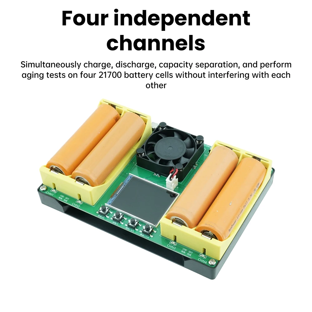 18650/21700 4 Channel Battery Capacity Tester Module Charge/Discharge Integrated Digital Battery Power Detector Tester Type C