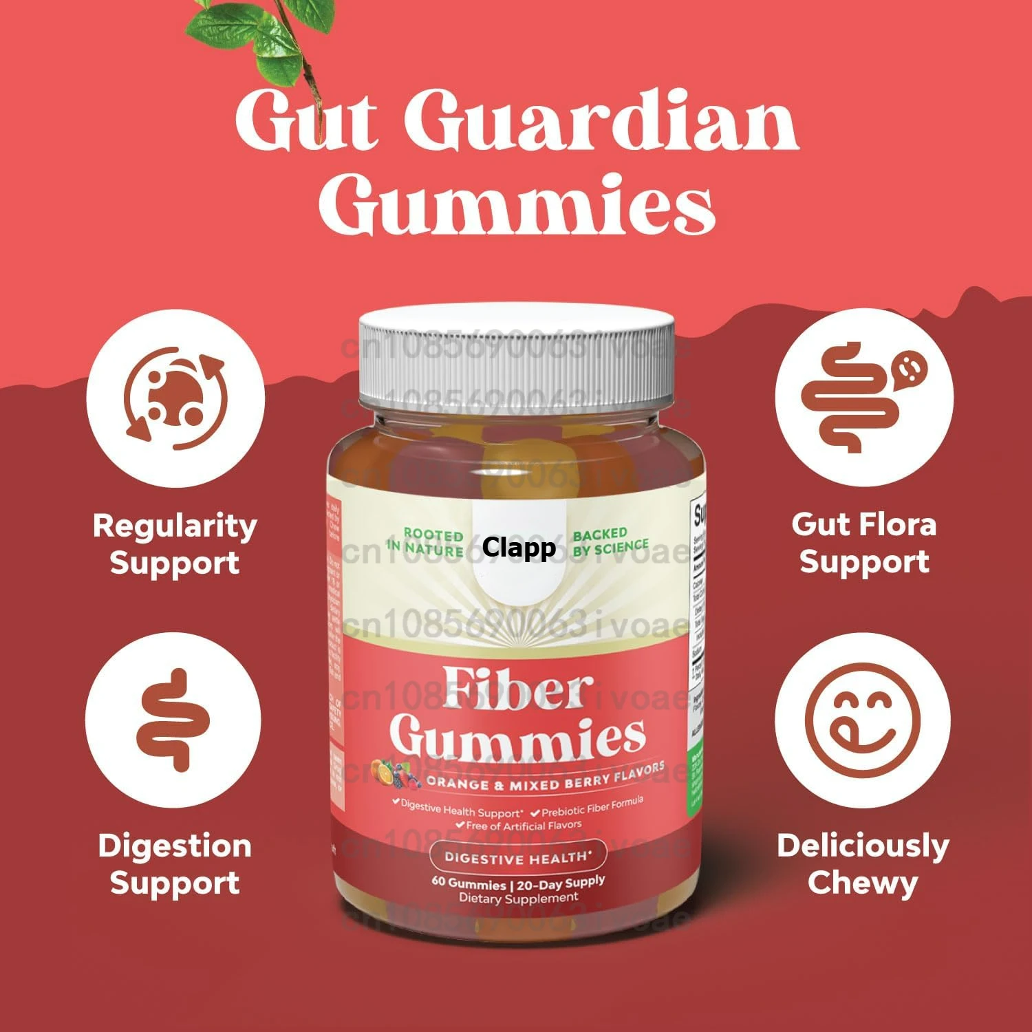 

Prebiotic Sugar-Free Fiber Gummies - Supports Healthy Gut Digestion, Relieves Bloating and Constipation 60 Gummies