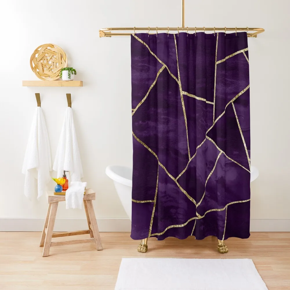 

Dark Purple Ink Gold Geometric Glam #1 #geo #decor #art Shower Curtain For Bathroom Bathroom For Shower Curtain