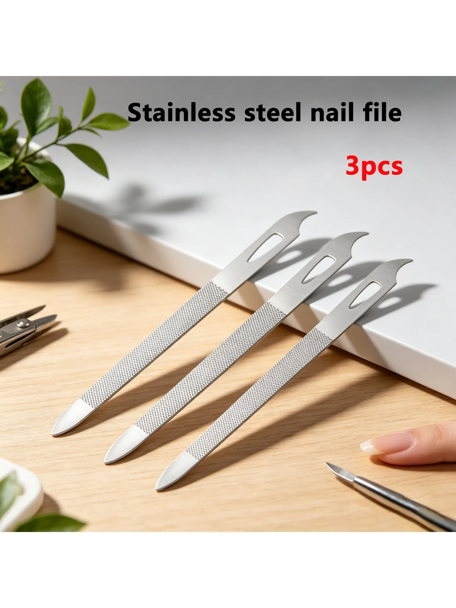 3Pcs Stainless Steel Double Sided Nail File Pedicure Tool Kit, Nail Groove Cleaner Toenail Polishing Foot Care Tools