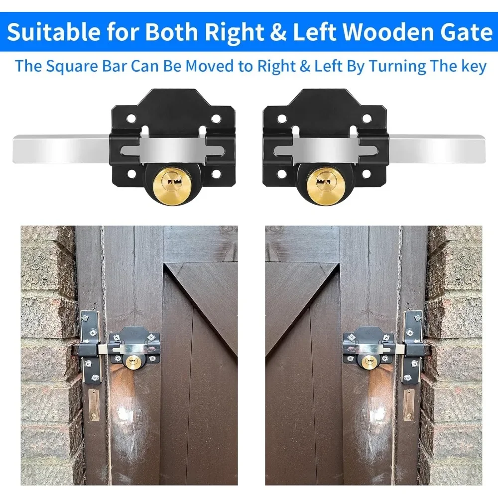 Heavy Duty Double Locking Gate Lock Metal Long Throw Crossbar Latch Gate Lock Outdoor Security Bolt Lock 50mm/70mm Cylinder
