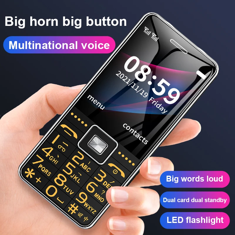 Unlock Sturdy Elderly Mobile Phone GSM 2G Dual-card Mobile Phone Big Button SOS Flashlight Cheap Mobile Phone Russian keyboard