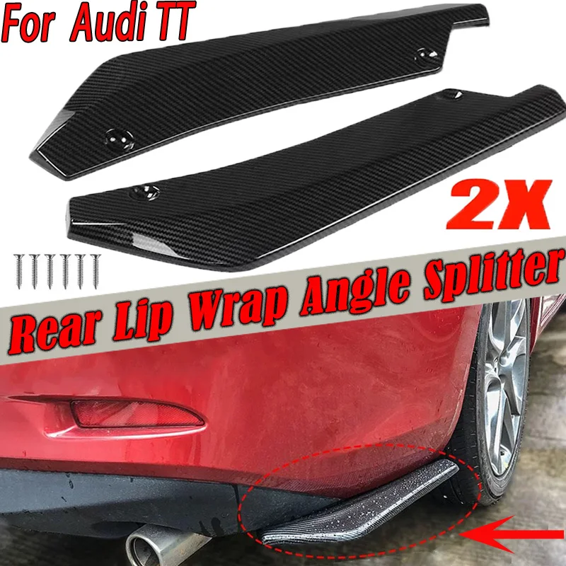 2Pcs Rear Bumper Lip Wrap Angle Diffuser Splitter Canard Spoiler For Audi TT 8N 8J S-Line Clubsport RS FV/8S 1999–2023