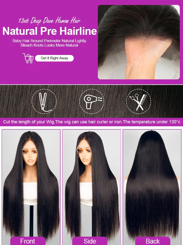 300% عالية الكثافة شعر طبيعي مفرود الباروكات 13x6 13x4 HD الدانتيل شعر مستعار أمامي البرازيلي 40 46 بوصة 360 كامل الدانتيل أمامي باروكة من شعر طبيعي #4