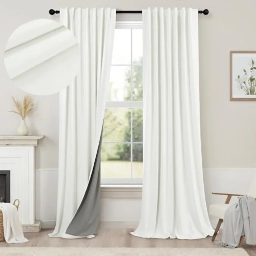 

Living Room Curtains 84 Inch Long Faux Darkening Curtain for Bedroom Boho Burlap Full out Soundproof Thermal Insulated Drapes f