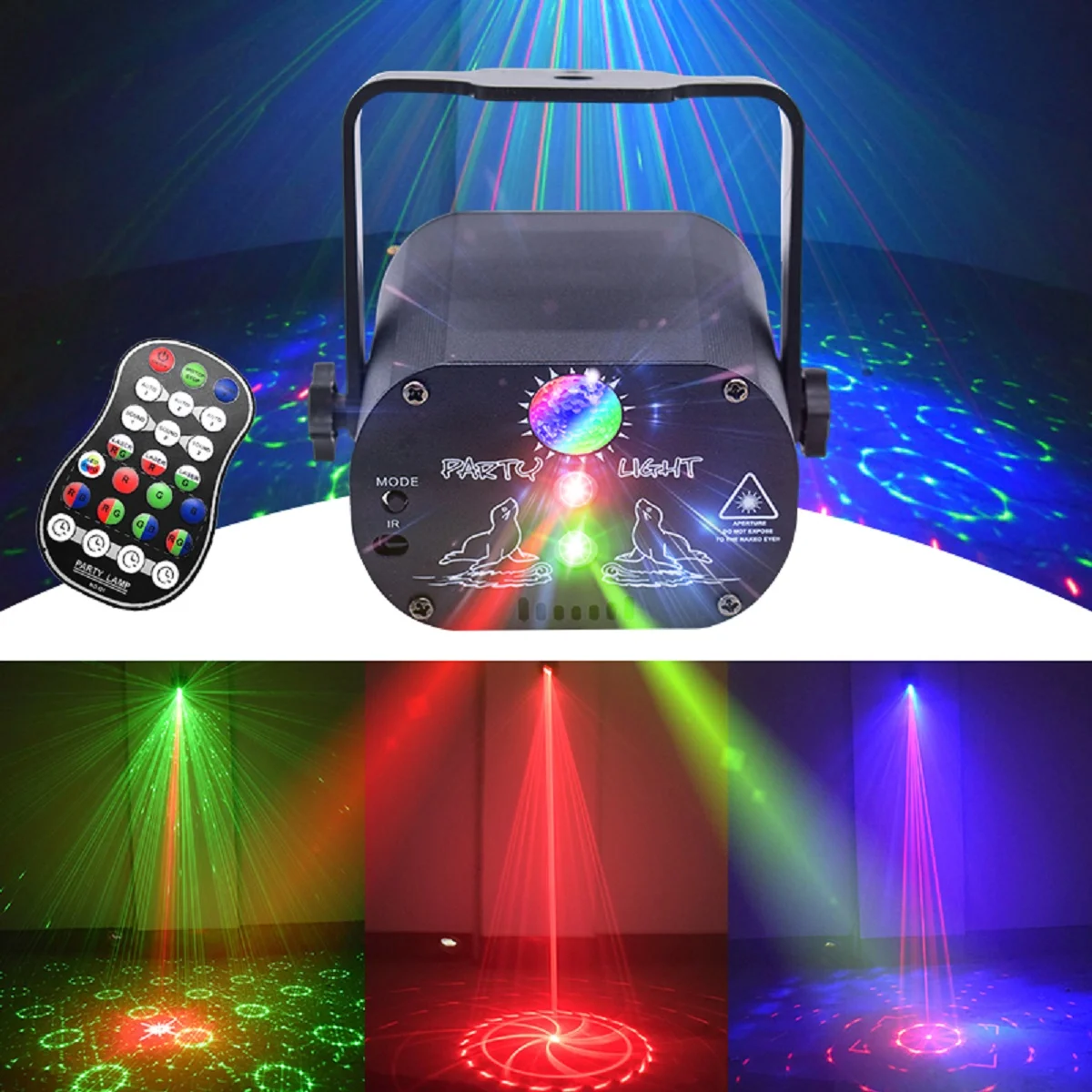 DJ Disco Party Light, RGB Flashing Strobe Projection Lamp with Remote Control, Ideal for Home Living Room and Bedroom Decoration