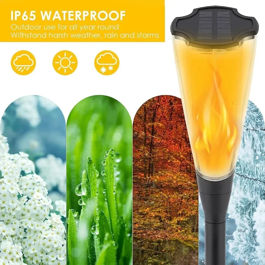 Солнечные фонари для улицы, 2 упаковки, мерцающий пламя, фонарик для сада, двора, патио, дорожки, декор, водонепроницаемый пейзажный светильник