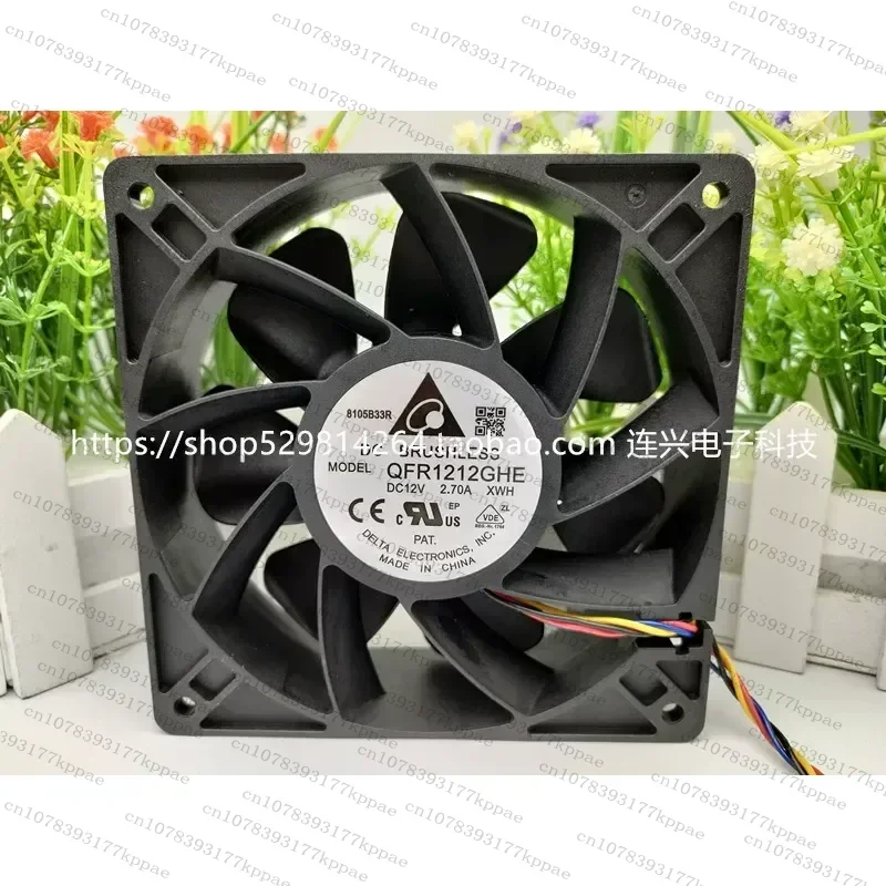 1PCS for Delta 12CM 12V 2.7A 1.6A Chassis Cooling Fan Silent 12038 High Airflow Violent Cooler for PC Case Server Industrial Use