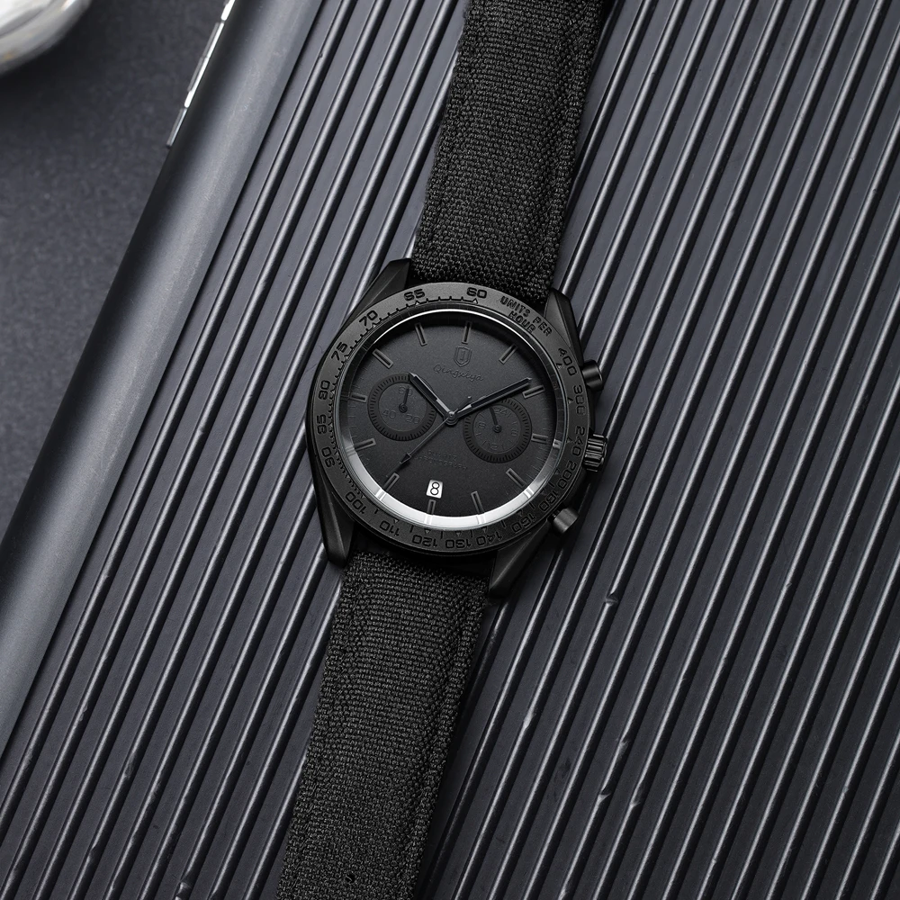 QINGXIYA ブランドメンズ腕時計多機能クロノグラフダイヤルカジュアルスポーツレザーオリジナルクォーツムーブメントビジネス腕時計男性用