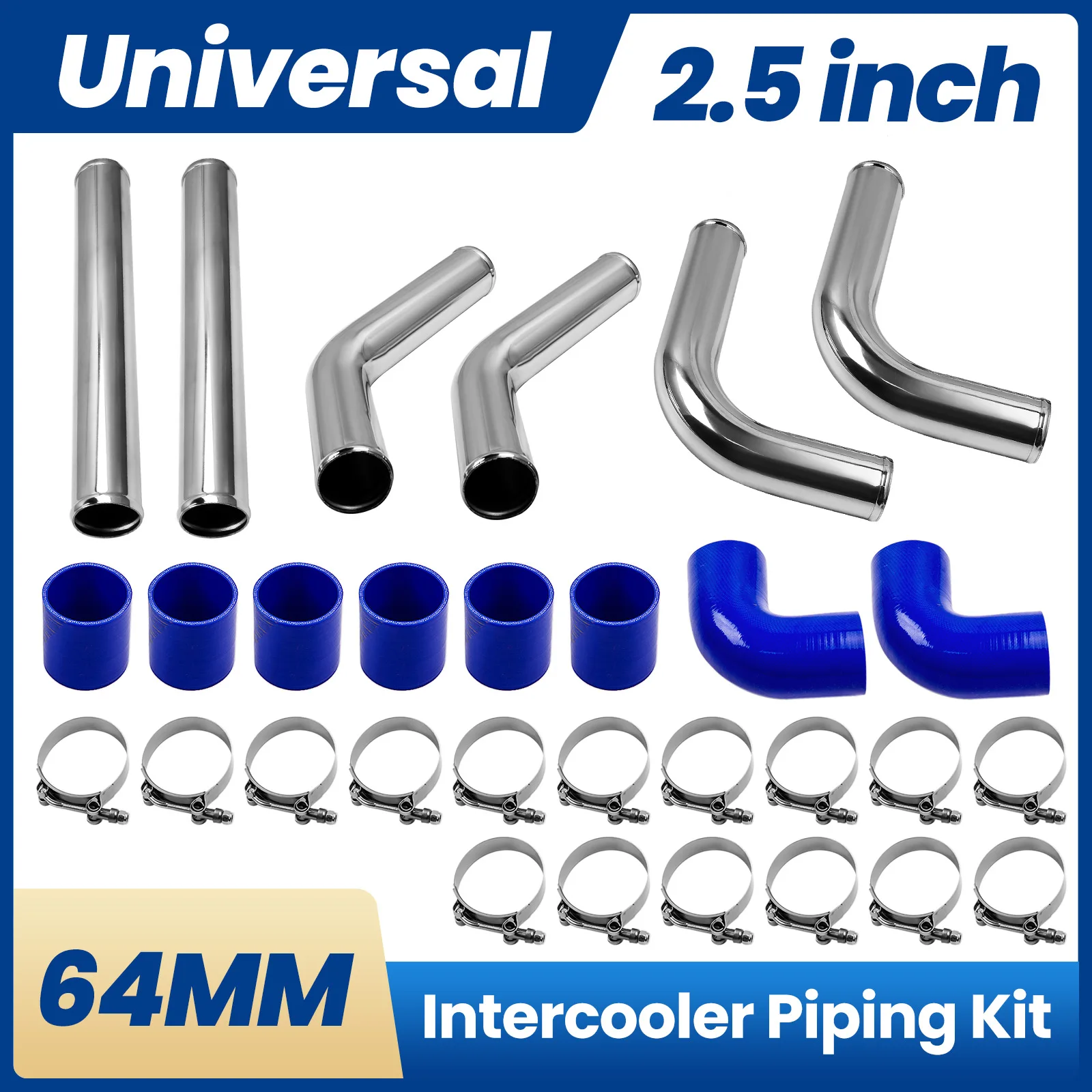 T3/T4 A/R.63 73 Trim 400+HP Universal Turbo + Intercooler + Pipe + Oil Line Kit