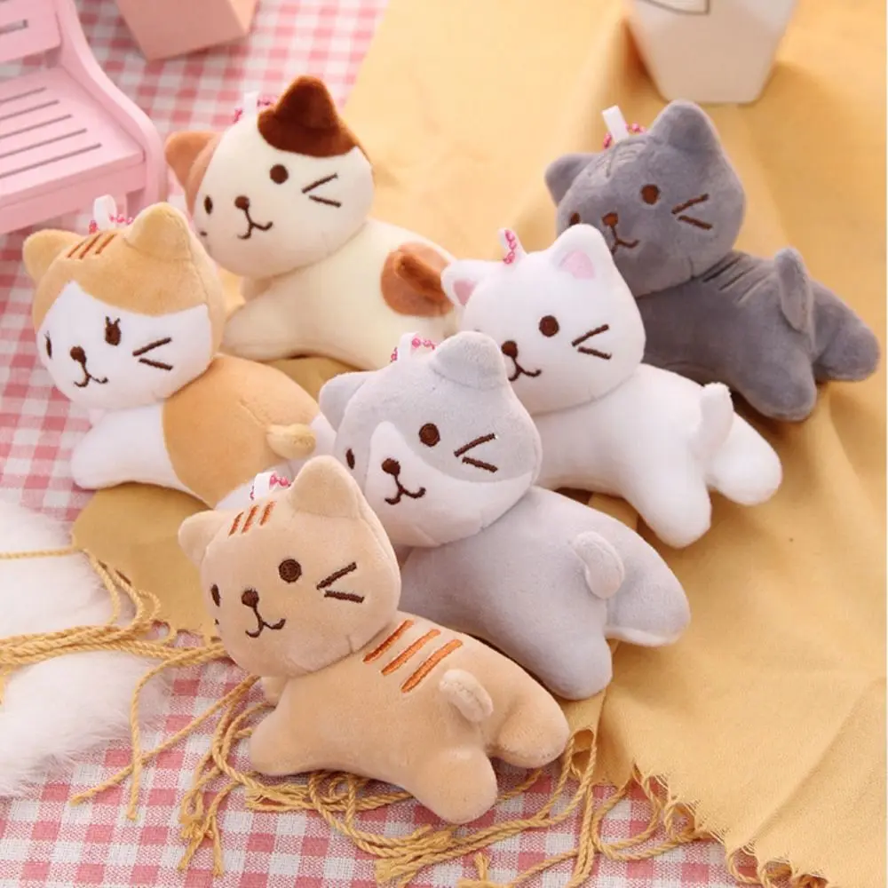 Boucle de clé chat mignon pendentif en peluche Style coréen en peluche tête tordue chaton porte-clés sac à dos breloques dessin animé poupée pendentif