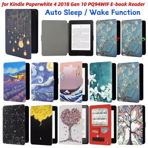 Foldable E-book Reader Cover Hard Protective Case for Kindle Paperwhite 4 2018 Gen 10 PQ94WIF E-book Reader Cover
