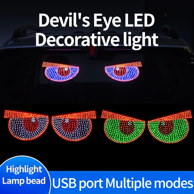 1set Car Window Windshield Decorative Light USB Devil's Eye for Car Demon Eye Display Truck Bus Matrix Flexible LED Panel