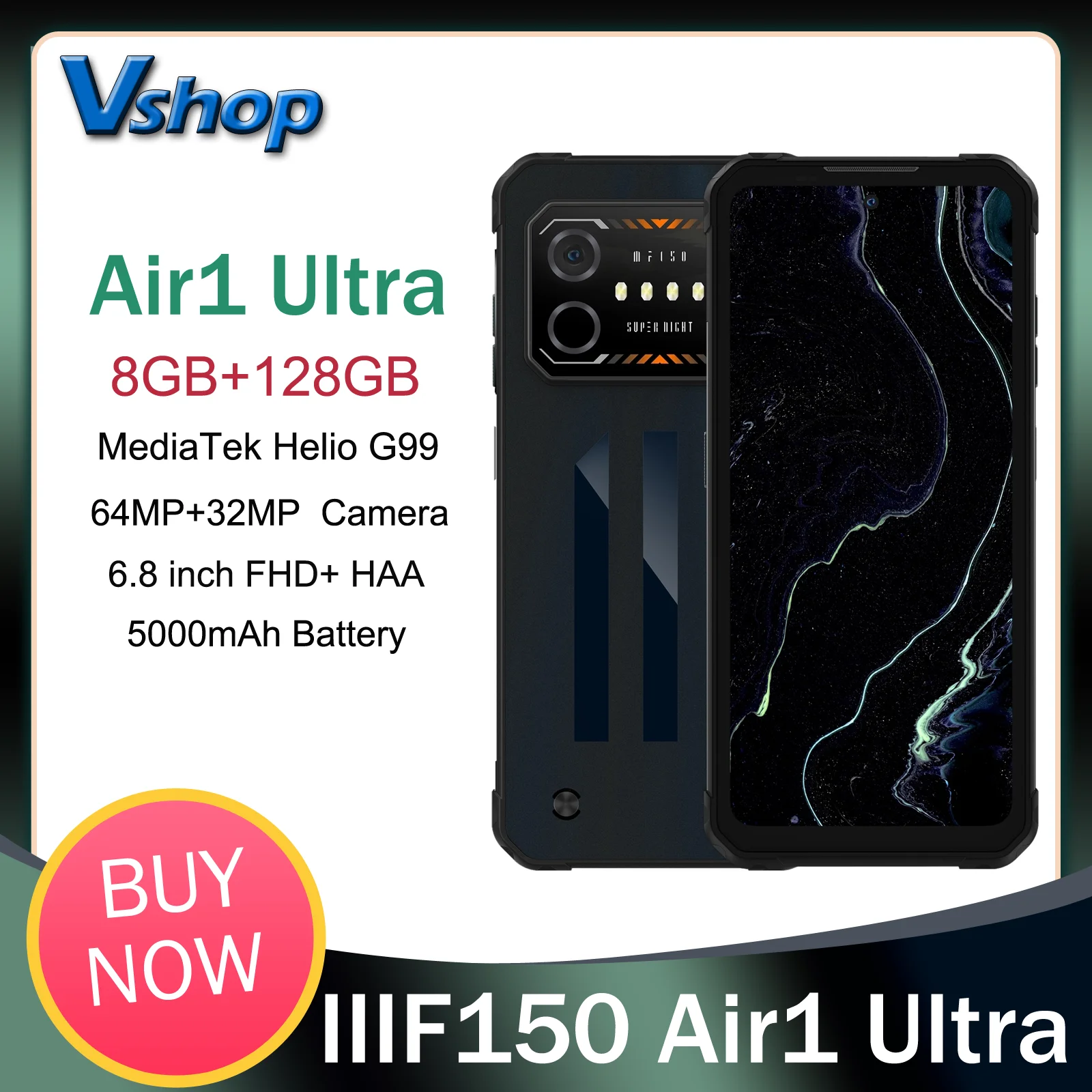 IIIF150 Air1 Ultra Rugged Phone 64MP Camera 8GB+128GB 6.8