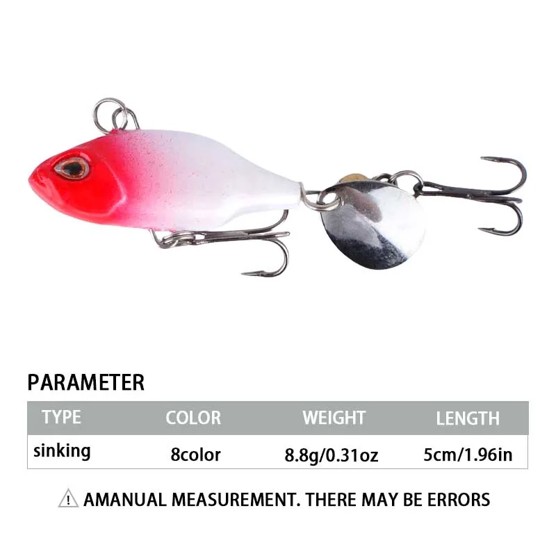 8 قطعة Vib المتذبذب المعدني لصيد الأسماك إغراء معالجة سبينر غرق Vibrotail Crankbait الذيل الدورية ملعقة الطعم الاصطناعي الصلب