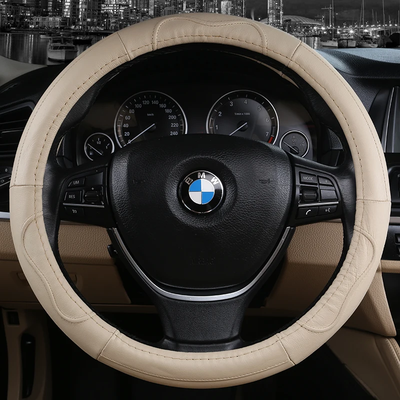 Genuine Leather Car Steering Wheel Cover 38cm For BMW E90 320i 325i 330i 335i E87 120i 130i 120d Auto Interior Accessories