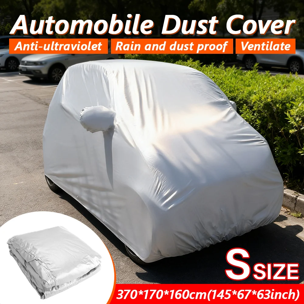 S Size Car Cover for Benz for Smart Fortwo Polyester Taffeta 190T Silver UV Waterproof Dustproof Outdoor Indoor Auto Protection