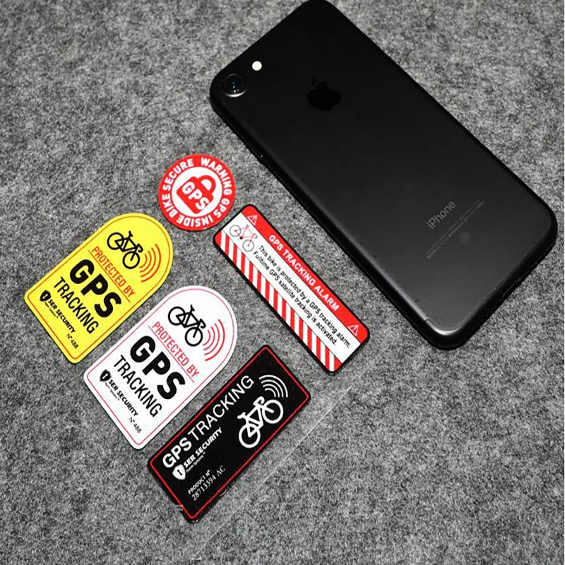 10 سنتيمتر ، الفينيل تحذير دراجة نارية ملصق مضاد للسرقة ملصق مائي للدراجات سكوتر سيارة المحمية بواسطة نظام تحديد المواقع تتبع إنذار ملصق عاكس #2