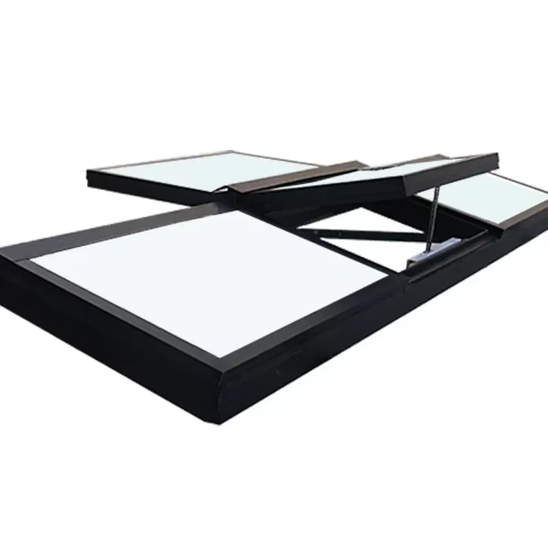 Modern Aluminum Alloy Sunroom Electric Skylight With Built In Glass Shutters Tempered Hollow Soundproof Insulation Roof