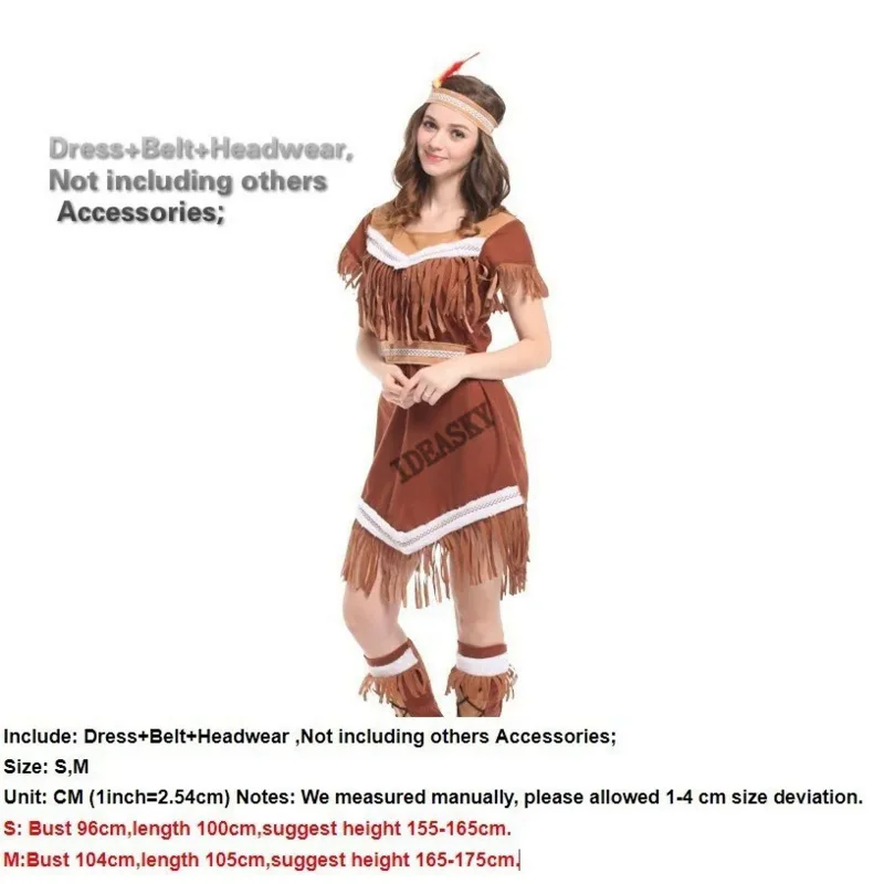 Carnival Indian Princess Halloween Costumes For Women female Adult Pocahontas Cosplay Costume Purim Party Fancy Dress up suit