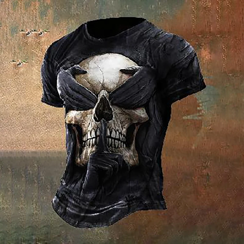 

Men's skull printed T-shirt forcasual wear drinking high-quality branded beer 2024 Cool and Trendy Popular 3D Printing Menswear