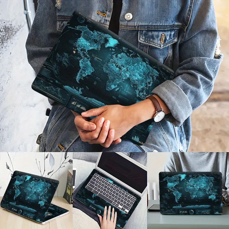 

Светло-бежевая наклейка из ПВХ для ноутбука 39x27 см - устойчивая к царапинам, самоклеящаяся, для ноутбуков 12-15.6 дюймов, дизайн «Карта мира»