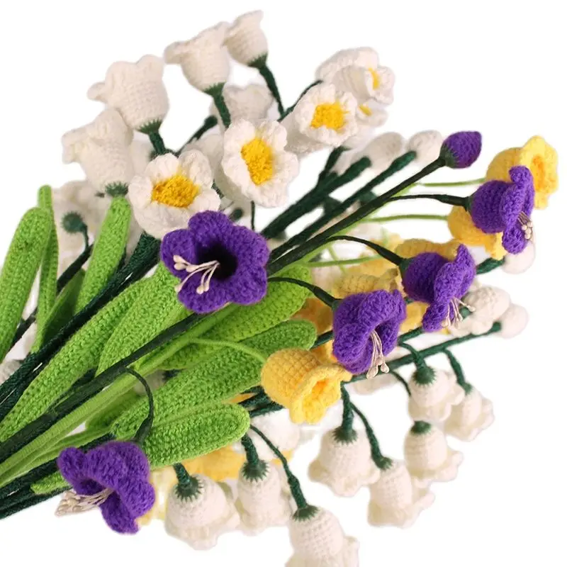 

10 Branches Hand Knitting Flowers Lily of the Valley Imitation Flower Lily Artificial Flowers Simulation Plants Flowers