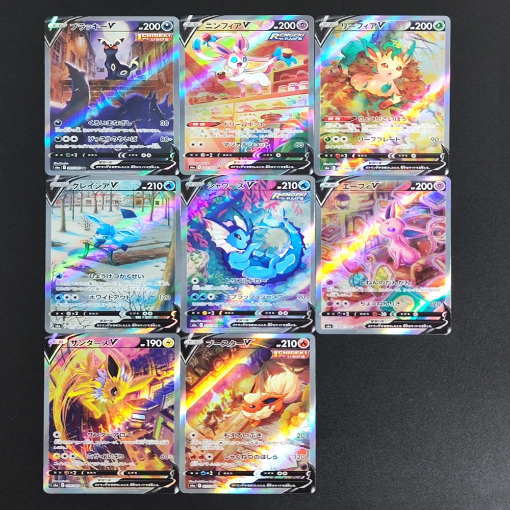 

Прокси-карта Pokemon Ptcg, английская японская фольгированная карта Eevee Vaporeon Leafeon Sylveon Umbreon Leafeon Heroes, коллекционные карты для игр