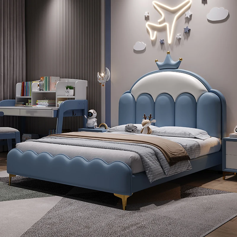 For Kids High Quality Modern Children's Bed Simple Designer Blue Princess Bed  Set Popular Upholstered Storage Children's Bed