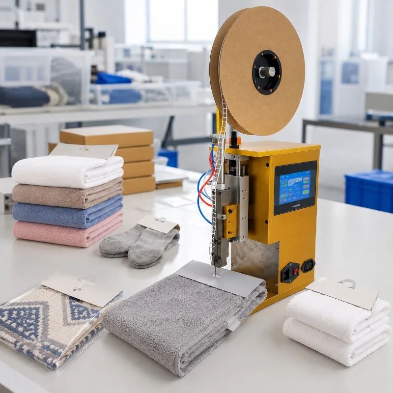 Gentle Action PLC Controlled Label Attaching Machine for Towels Socks Carpets and Textiles