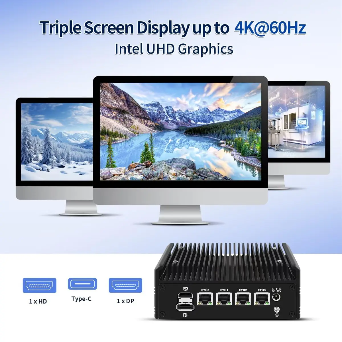 MNBOXCONET Mini PC senza ventola AMD Ryzen 5 5500U (6C/12T), Micro Firewall Computer desktop Office Win 11 Pro, DDR4 16 GB RAM 1 TB NVME