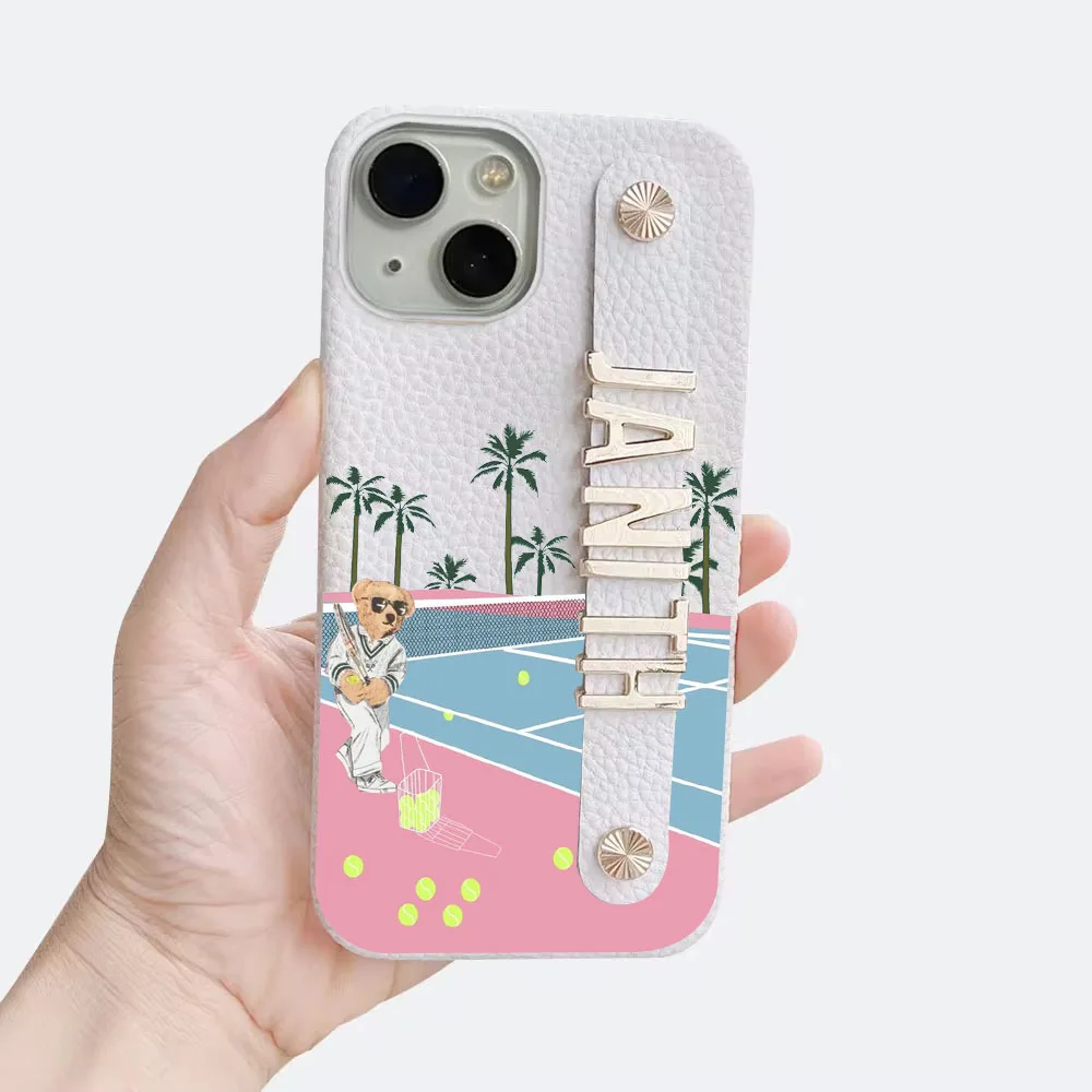 

Personalized Customized Metal Name Letter Leather Case For Iphone 15 pro max 14 13 Pro Max 12 16 11 kafr letters Luxury Covers