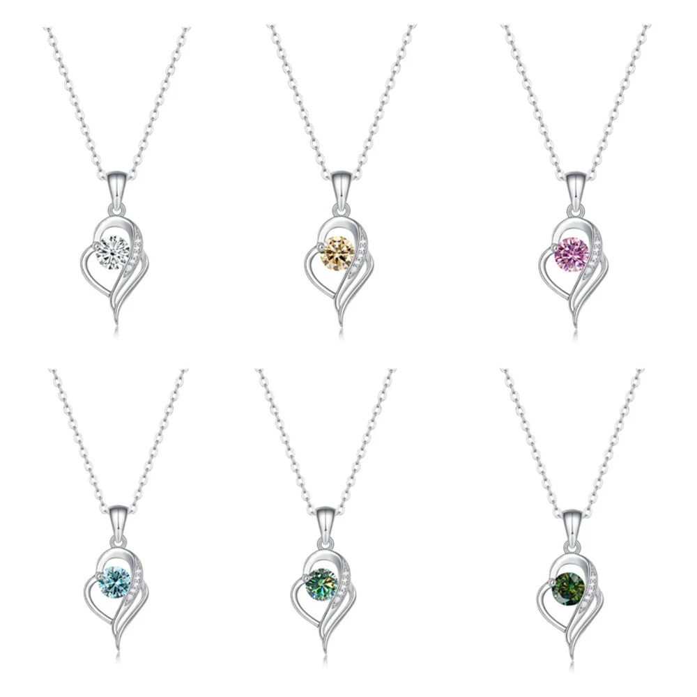 

JellyStory Real 1ct Heart Moissanite Pendant Necklace For Women 100% 925 Sterling Silver Sparkling Wedding Party Fine Jewelry