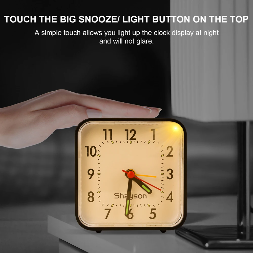 Analog Alarm Clock for Bedroom Silent Non Ticking Small Clock Travel Alarm Clock with Light Battery Operated Alarm Clock